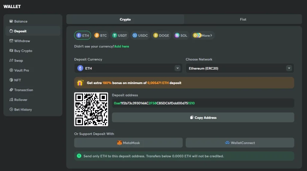 BC Game deposit wallet
