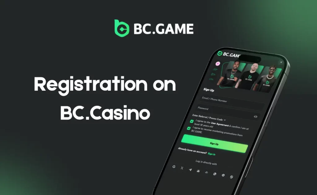 Registration on BC.Casino